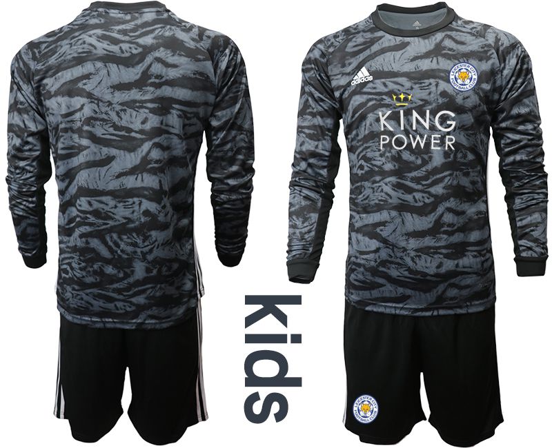 Youth 2019-2020 club Leicester City black long sleeve goalkeeper Soccer Jerseys